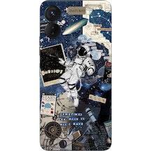 Tecno Spark 9 Pro Uyumlu Retro Astronot Tasarımlı Baskılı Silikon Kılıf Renkli