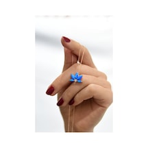 925 Ayar Gümüş Rose Kaplama Opal Taşlı Lotus Kolye UVPS102372-3