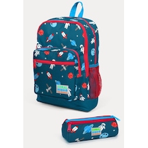 Coral High Kids Civit Kırmızı Uzay Desenli 2'li Okul Çanta Seti Set0223116