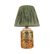 Timide Desenli Handmade Seramik Abajur Yeşil El Yapımı, Modern, Doğal Tonlu Dekoratif Aydınlatma E27 Duy Uyumlu A Enerji Sınıfı Ce Sertifikalı Enerji Sınıfı A 10 Parça Siyah