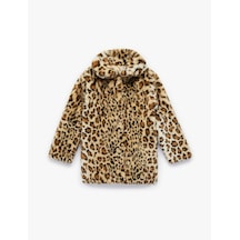 Koton Uzun Kollu Bebe Yaka Leoparlı Peluş Kaban Bej Desenli 6wkg20051aw Ekru