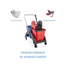 Plastik Çift Kovalı Temizlik Ve Paspas Arabasıtemizlik Seti Plastik Presli A Kalite Mop Apart - 504468737