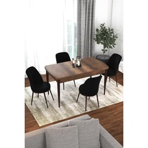 Masa Barok Ahşap 4 Siyah Sandalye