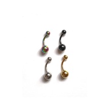 4 Adet Cerrahi Çelik Taşşız Düz Piercing Siyah - Yeşil