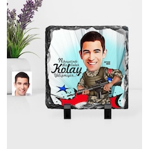 Kişiye Özel Asker Karikatürlü Dekoratif Doğal Taş - 1