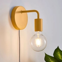 Rsylight Retro Metal Sarı Rustik Kabllolu Anahtarlı Dekoratif Duvar Aplik Siyah