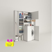 Kenzlife Çamaşır Makinesi Dolabı Kasparovmega Byz Kurutma Dolabı + Tekli Duvar Rafı Hediyeli Beyaz