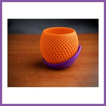 Bezos 3d Baskı Küre Saksı - Kafes Dokulu İki Parçalı Dekoratif Saksı - Turuncu-mor Bzoshb Standart 05899649