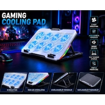 Asus Zenbook S16'' Uyumlu 8 Fanlı Rgb Led Işıklı Laptop Soğutucu Standı