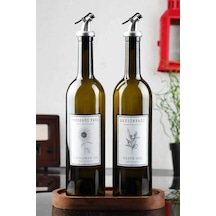 Ahşap Stantlı Amber 2'li 750 Ml Zeytinyağı Sıvıyağ Şişesi Yağd...