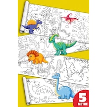 Sinaticaret Dinazorlar Devri Boyama Kağıdı Rulosu, 5 Metre X 45 Cm, Sevimli Dinazorlar Temalı, Çocuk - 928484773