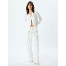 Koton Polar Pijama Altı Düz Bol Paça Parıltılı Yıldız Ve Ay Baskılı Gri Desenli 5wlk40190mk Gri Desenli Gri