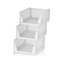 Mithra Life 3lü Kayar Raf Organizer Dolap İçi Kıyafet Aksesuar Düzenleyici Beyaz 45x35 Cm Mıt1261 Çok Renkli