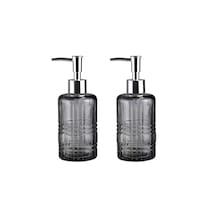 Banyo Seti Cam Sıvı Sabunluk 2 Adet,kristal Desenli Gri 300ml 6,8 Çok Renkli