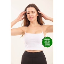 Balenbi Kadın Basic Ip Askılı Penye Crop Body 1066 Beyaz
