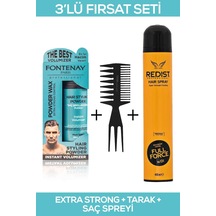 Fontenay Saç Şekillendirici Pudra Toz Wax Matt Effect + Şekil Tarağı + Saç Spreyi 3'lü Set