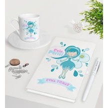 Kişiye Özel Evin Perisi Beyaz Defter Kalem Türk Kahvesi Fincanı S