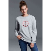 Snipper Target Baskılı Gri Kadın Sweatshirt