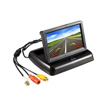 Araç Geri Görüş Monitörü 4.3'' Hd Tft Lcd Katlanabilir Ekran Gece Görüş Destekli Av Girişli Park Kamerası Monitörü 12v Uyumlu