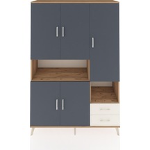 Hyperion Dolap 10 Raflı 2 Çekmeceli 5 Kapaklı 132x44x195 Çam-antrasit/aytaşı Antrasıt/aytası