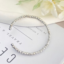 Dorika Bileklik Toplu Bilezik Kelepçe Esnek Model Ayarlanabilir Gümüş 19cm Gümüş