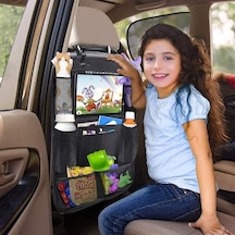 Bosphorusboutique02 Zeyzen Koltuk Arkası Araç Koruyucu Oto Organizer, 26.5x20 Cm Tablet, Telefon, 8 Cep, Oxford 600d, Kolay Takma