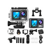5k Ultra Hd Aksiyon Kamera Çift Ekranlı Dokunmatik Ekran Wi-fi Bağlantılı Spor Ve Vlog Kamerası Su Geçirmez Kılıflı Geniş Açı Outdoor Kamera Aksesuar Setli Aksiyon Kamerası 64gb Hafıza Kartı Diğer