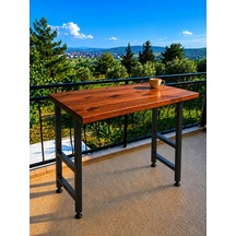 Masif Bar Masası 85 Cm Yüksek Metal Profil Ayaklı Mutfak Yemek Kafe Bistro Çalışma 40x60 Diğer