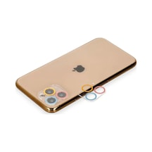 Newface Apple İphone 11 Pro Max Renkli Kamera Lens Koruma Cam - Pembe-mavi