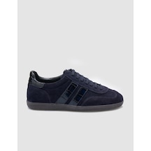 Hakiki Süet Deri Lacivert Kadın Sneaker Ayakkabı Lacivert Süet
