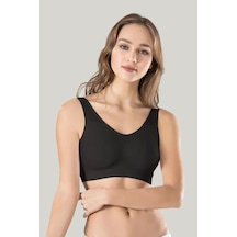 İkikareshop Kadın Siyah Kalın Askılı Çıkarılabilir Pedli Örme Seamless Dikişsiz Basic Büstiyer Çok Renkli