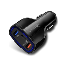Siyah Araba Şarj Cihazı, 2 Usb Type-c Portlu, Hızlı Şarj Desteği, Abs Malzeme, Çok Katmanlı Koruma