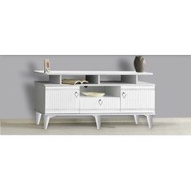 2 Kapılı 1 Çekmeceli Gümüş Kordon Tv Sehpası Gümüş