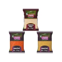 Yazar Bakliyat Osmancık Pirinç + Kırmızı Mercimek + Pilavlık Bulgur 3 x 5 KG