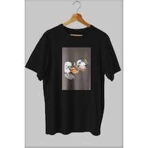 Noıssey -wed Keyifçi Marshmallow'lar Tasarım Baskılı Oversize T-shirt Tişört Sokak Tarzı Siyah