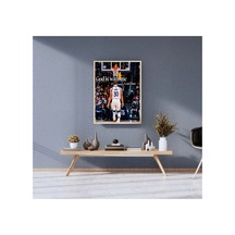 Stephen Curry Doğal Ahşap Çerçeveli Tek Parça Dekoratif Tablo Çok Renkli - 820340094 Çok Renkli