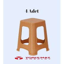 4 Adet Saral Rattan Büyük Boy Plastik Tabure Renkli