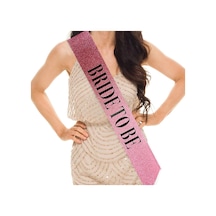 Pembe Üzeri Siyah Büyük Bride To Be Yazılı Simli Işıltılı Kuşak Kemer 10 Cm Genişlik Bx40 +0