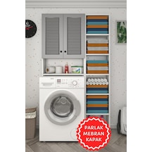 Kenzlife Membran Çamaşır Makinesi Dolabı Veronikamaks Gribyz Panjur 180 096 20 Mebran Kapak Suntalam Gövde Kapaklı Arkalıksız Raflı Beyaz