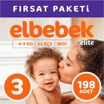 Elbebek Elite Bebek Bezi 3 Numara Midi Fırsat Paketi 198 Adet 3'lü