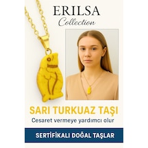 Erilsa Sertifikalı Sarı Renkli Penguen Model Yeşil Sarı Taşı Kolye Şif Çok Renkli