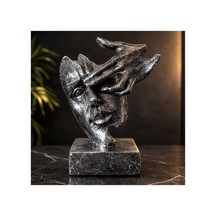 Maske Heykel Ev Dekor Gri