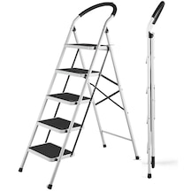 5 Basamaklı Katlanır Merdiven Kaymaz Geniş Basamaklı Ev & Mutfak Tipi 150 Kg Kapasite Emniyetli 1 Adet
