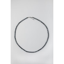 Hematit Taşlı 65 Cm Gümüş Erkek Kolye