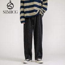 Erkekler İçin Amerikan Tarzı Bol, Çok Yönlü, Yere Kadar Uzanan Kot Pantolon Siyah