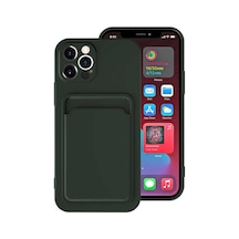 Kilifone - İphone 12 Pro Max Uyumlu Kılıf Tek Kart Bölmeli Ofix Silikon Kapak - Koyu Yeşil - T16888