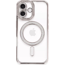 Newface Apple İphone 16 Plus Kılıf Joke Simli Magneticsafe Kılıf - Pembe