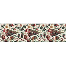 Yılbaşı Temalı Dijital Baskılı Runner Örtüsü Christmas Karma 40x140 Cm Çok Renkli
