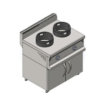 Csa İnox Karacasan Endüstriyel 900 Seri Dolaplı Çiftli Doğalgazlı Wok Ocak