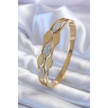 316l Çelik Gold Renk Arpa Model Zirkon Taş Detay Kadın Kelepçe Bileklik - Tj-bb5600 Diğer